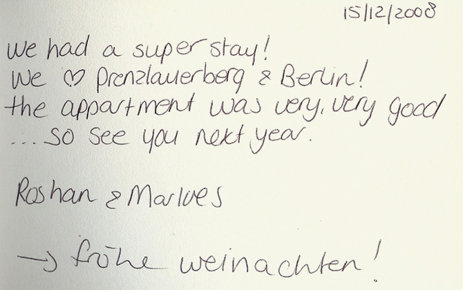 Guestbook entry